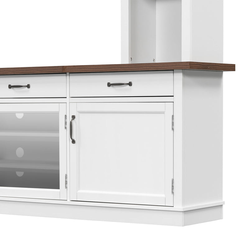 Extra Long TV Stand With 7 Color LED Lights, Adjustable Shelves & Storage Cabinets