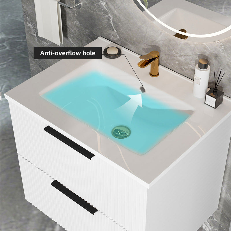 Modern Wall Mounted Floating Bathroom Vanity With Sink And Drawers