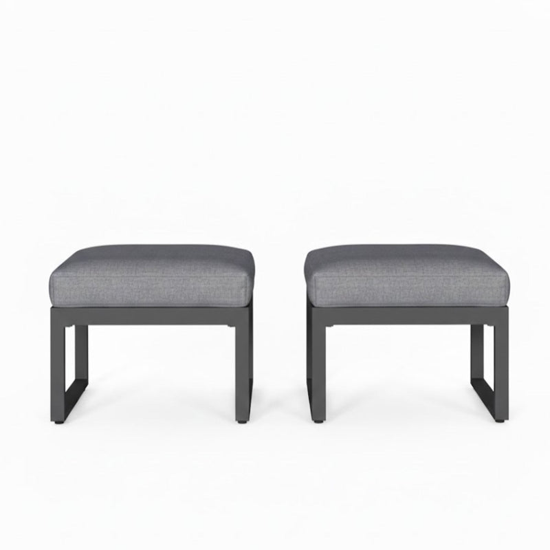 Patio All-Weather Ottomans With Thick Cushions (Set of 2)