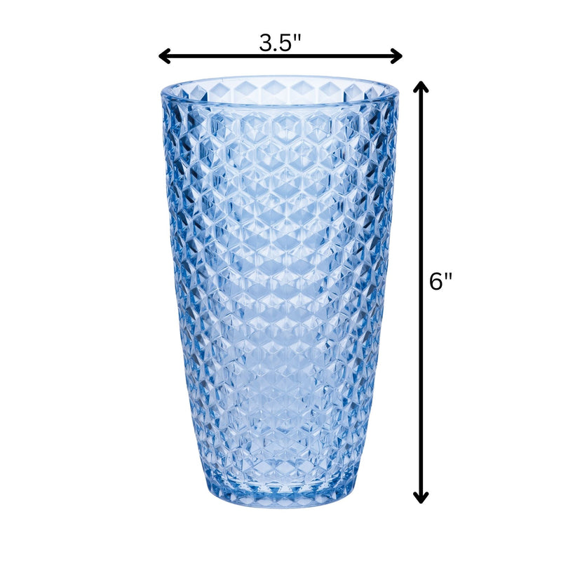 Leading Ware Diamond Cut Acrylic Drinking Glasses (Set of 4)