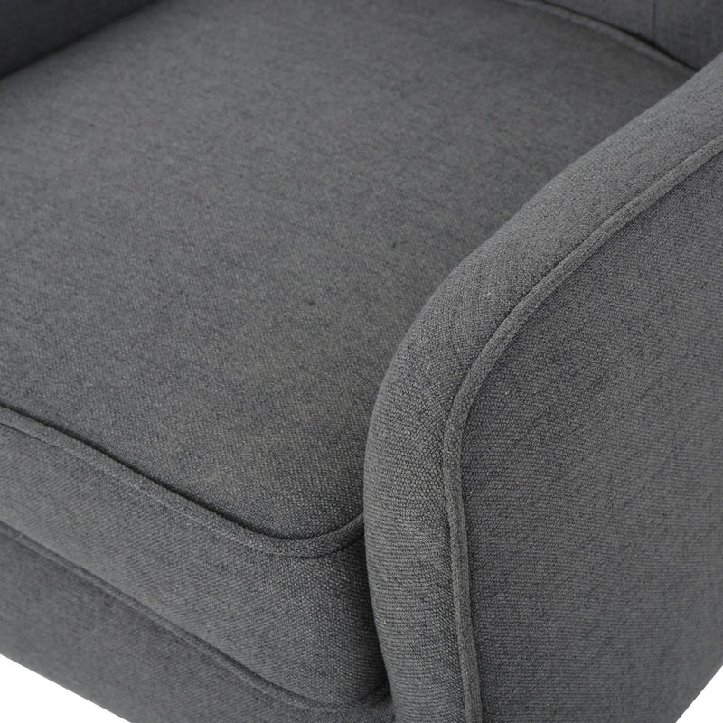 Modern Arm Chair With Tufted Back And Wooden Legs