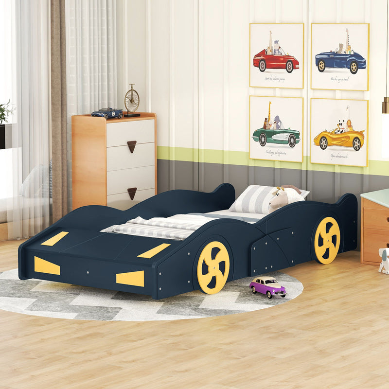 Race Car Shaped Platform Bed With Wheels And Storage