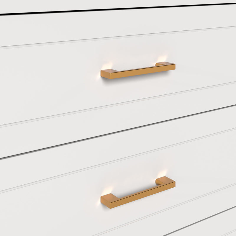 6 Drawer Double Dresser With Handles, Storage Cabinet - White