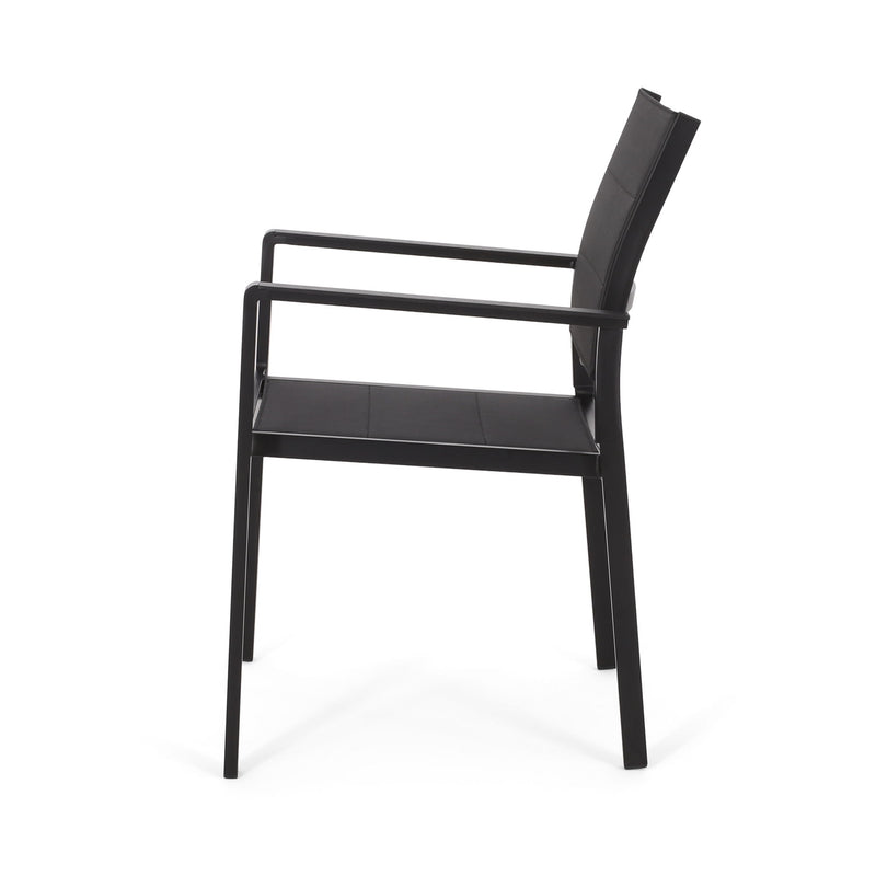 Baird - Outdoor Mesh And Aluminum Dining Chairs - Black