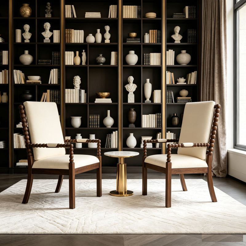 Dining Chairs With Upholstered Fabric For Home Kitchen (Set of 2) - Walnut