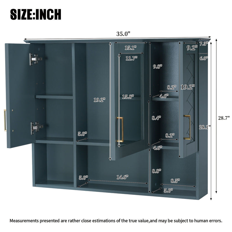 Modern Wall Mounted Medicine Cabinet With Adjustable Shelves, Soft Close Doors, High Define Mirror