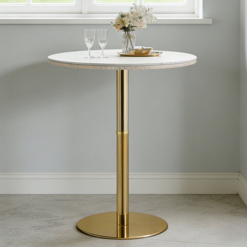 Circular Bar Table With Non Adjustable Legs - Gold+White