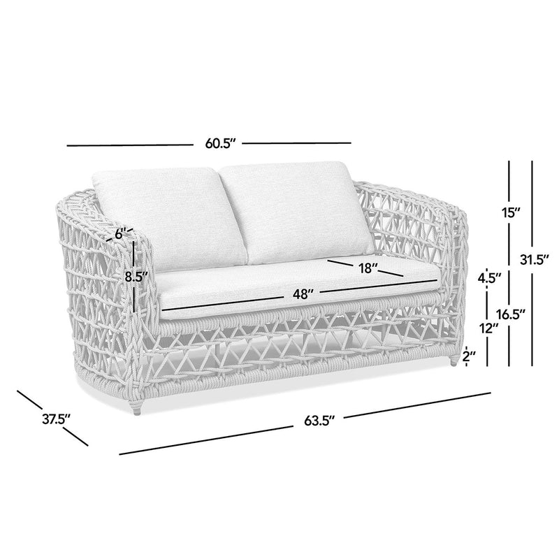 Everly - Frame Barrel Deep Seating Patio Loveseat Sofa Axroma Olefin - Beige