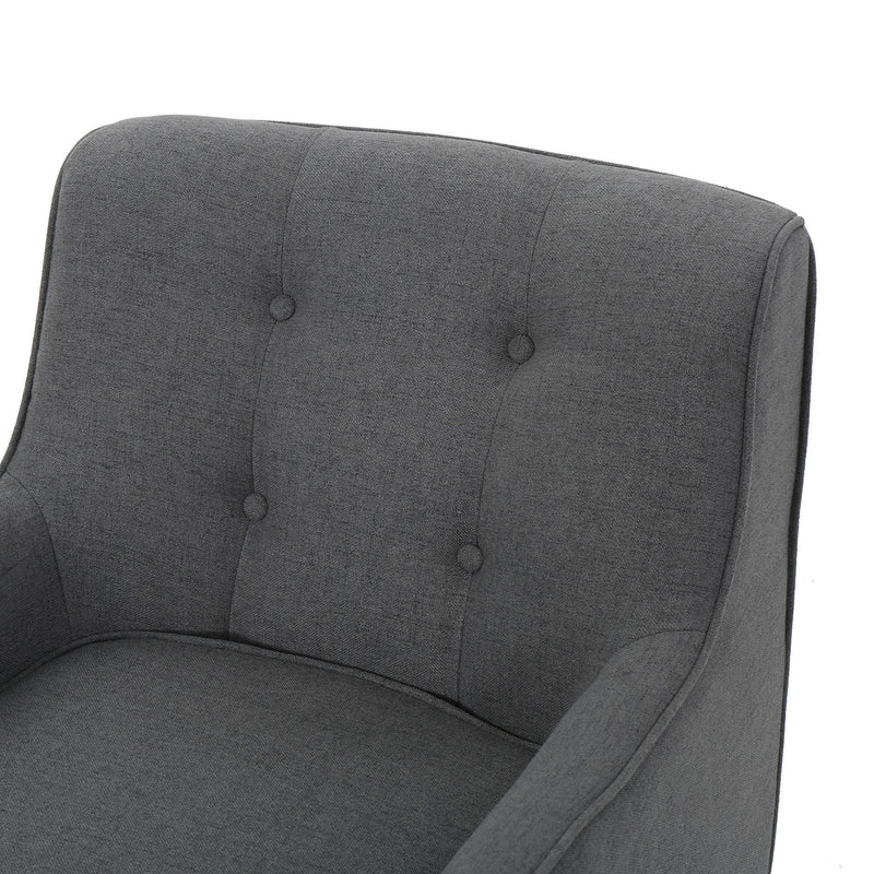 Modern Arm Chair With Tufted Back And Wooden Legs