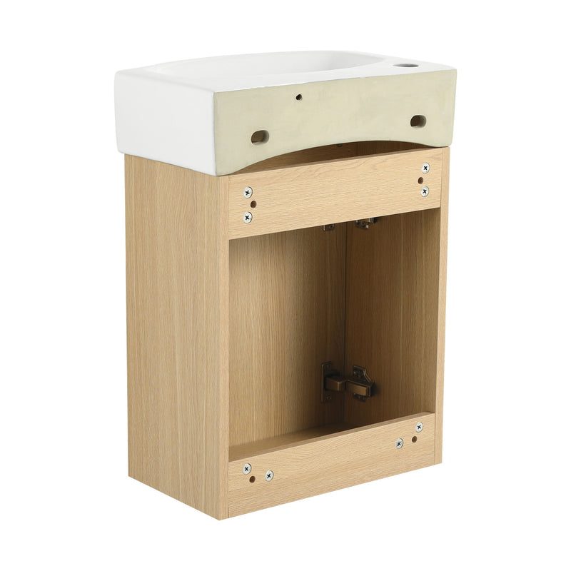 Modern Bathroom Vanity With Ceramic Basin, Wall Mounted Floating Sink Combo, Storage Cabinet