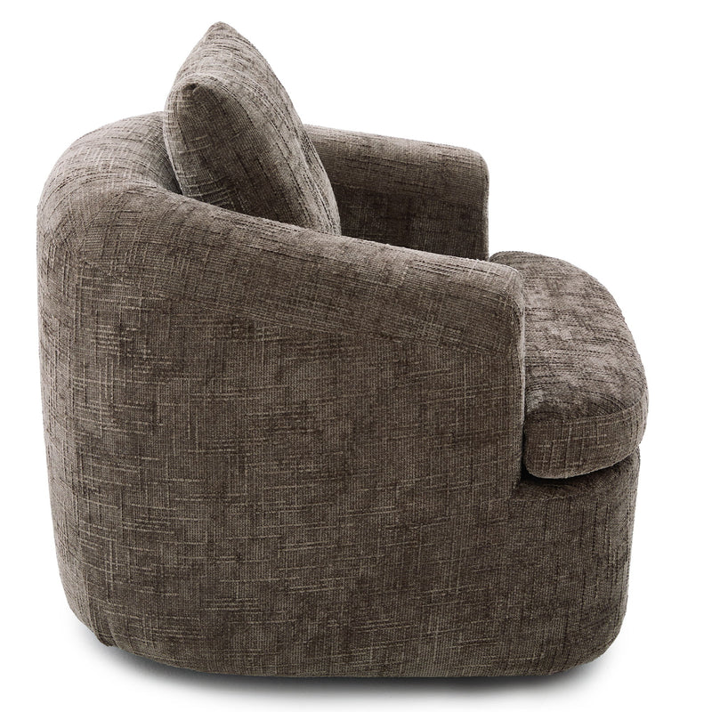 Modern Swivel Barrel Chair With Dual-Layer Cushion