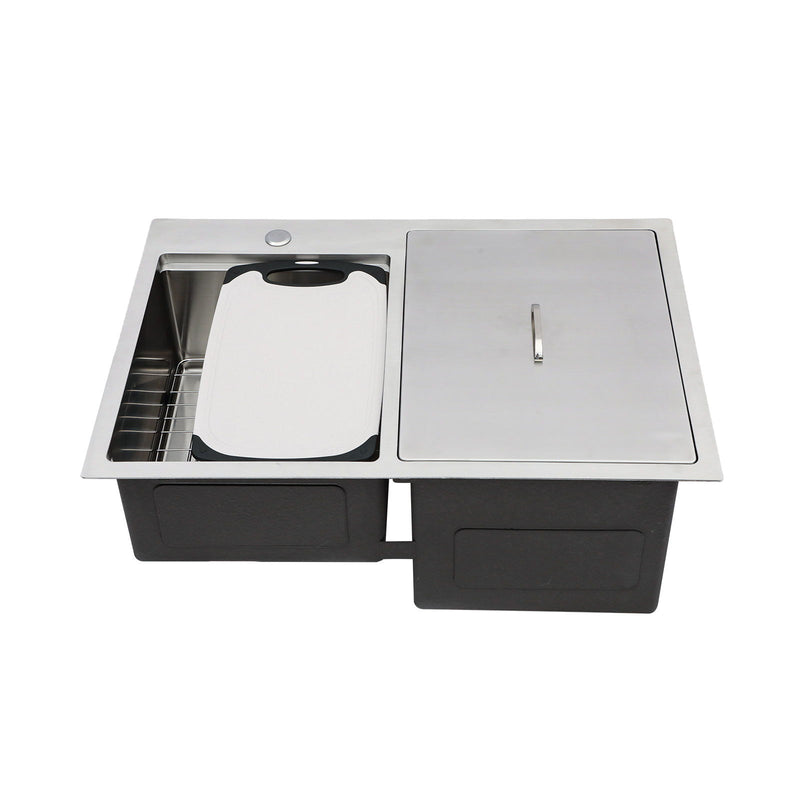 Outdoor Double Bowl Drop In Sink With Workstation - Brushed Nickel