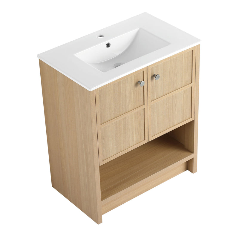 Modern Freestanding Bathroom Vanity With Ceramic Sink And Soft Closing Doors