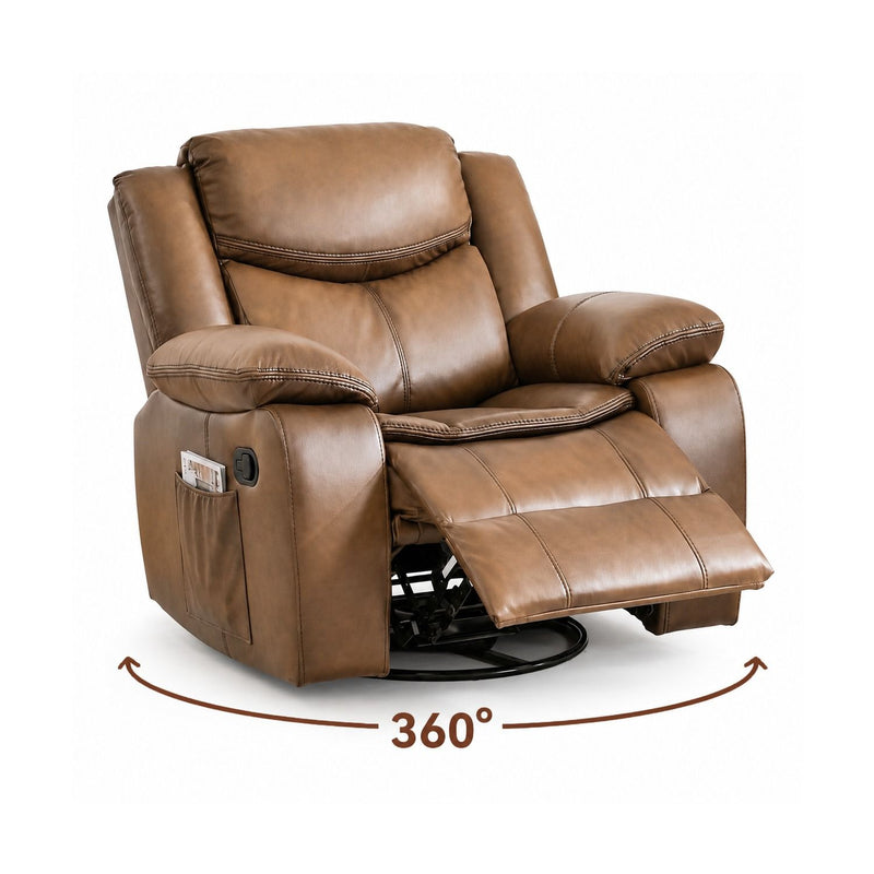 Rocker Recliner Chair With Manual Recline And 360° Swivel Base