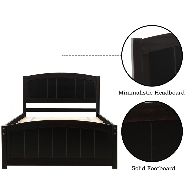 Platform Bed & Headboard, Footboard And Wood Slat Support