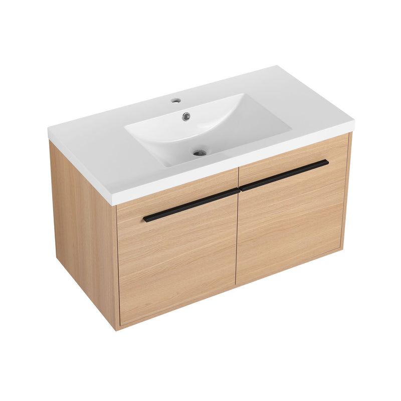 Bathroom Vanity Set With Resin Countertop Sink, 2 Doors