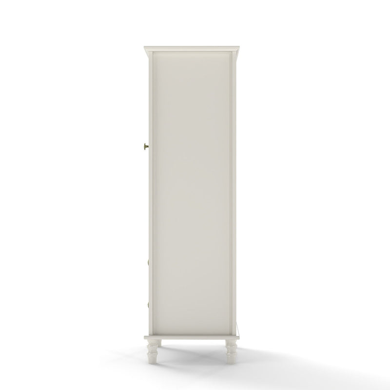 Minimalism Buffet Cabinet With Glass Doors And Double Drawer