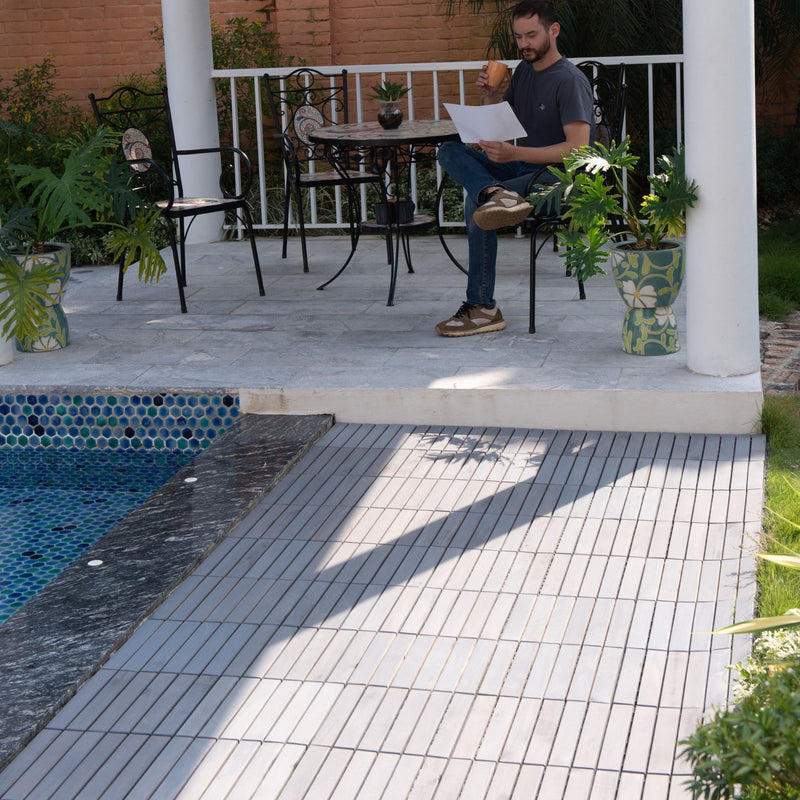 Interlocking Deck Tiles Striped Pattern, Waterproof Anti Mildew Brown