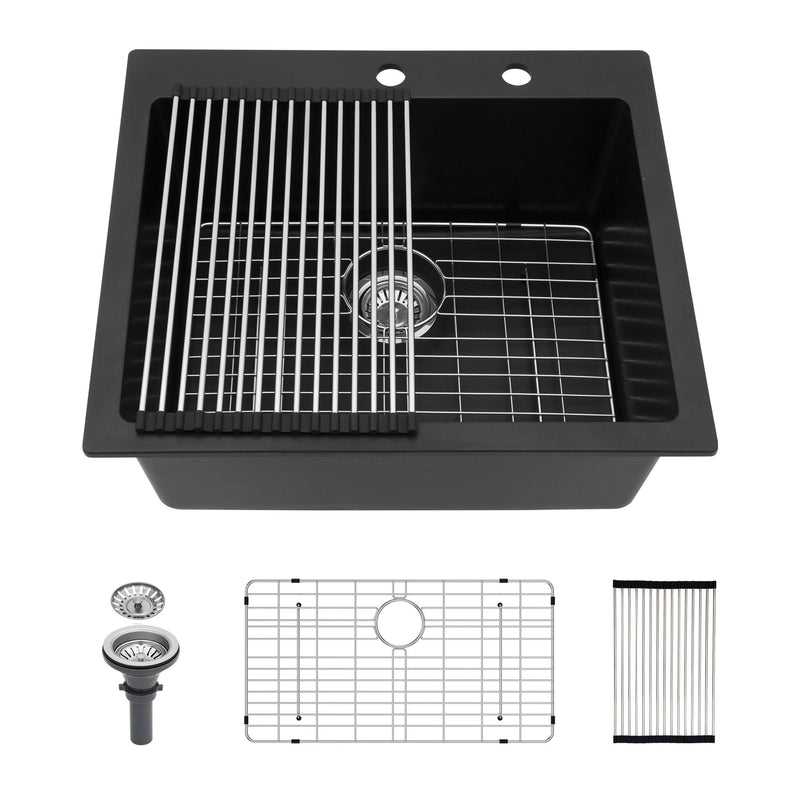 Quartz Kitchen Sink, Granite Composite, Drop In Sink With Durable Design