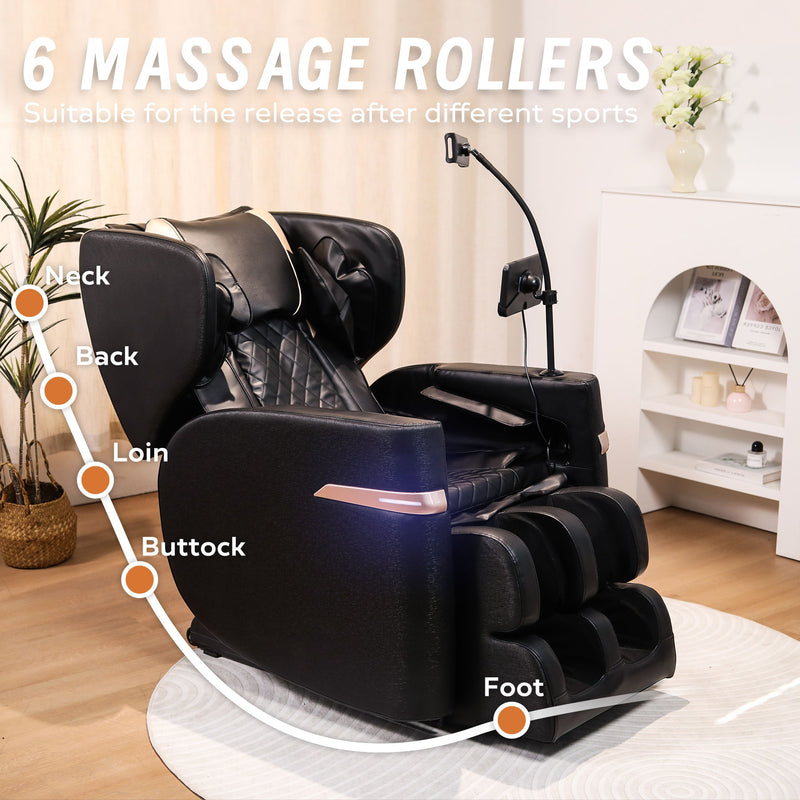Massage Chair Recliner With Zero Gravity And Full Body Air Pressure - Black