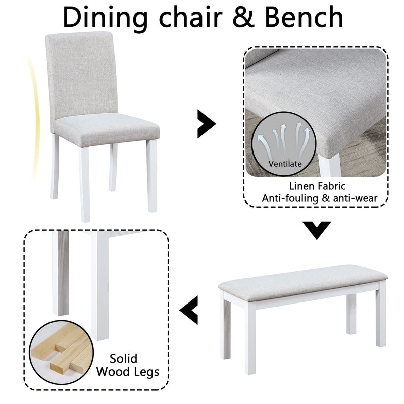 Dining Table Set With Crystal Decoration And Upholstered Chairs