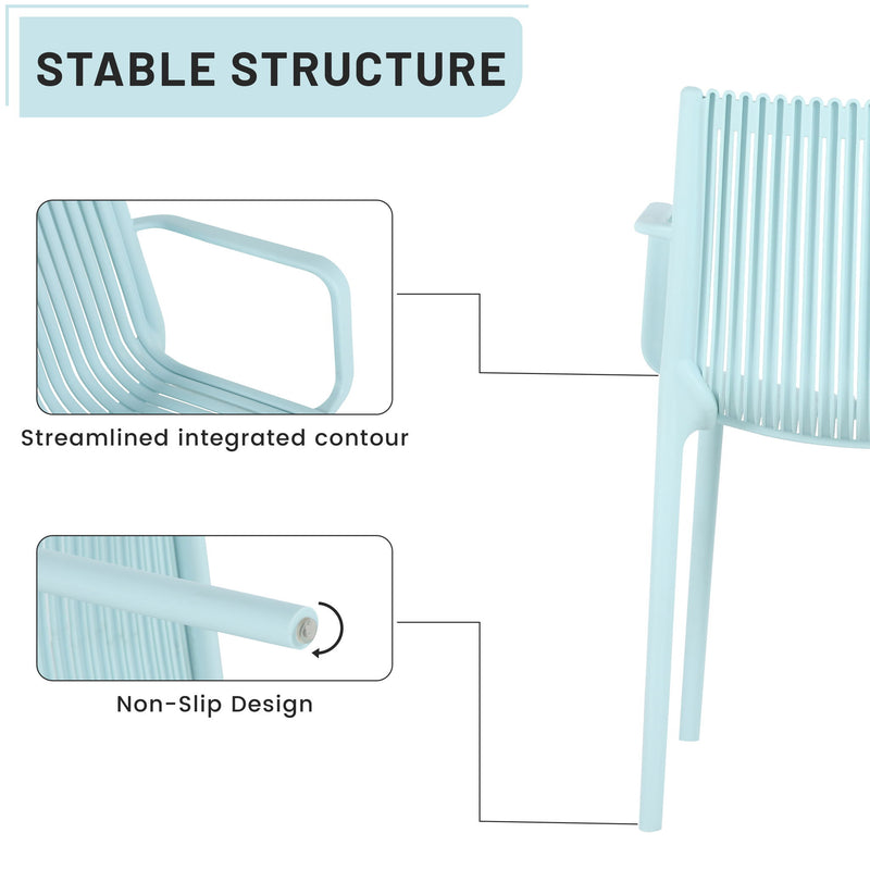 4 Piece Stackable Single Chairs With Vertical Stripe Design For All Weather