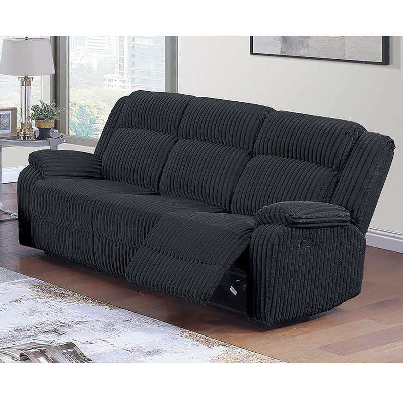 Motion Reclining Sofa With Seat And Adjustable Footrests For Living Room - Black