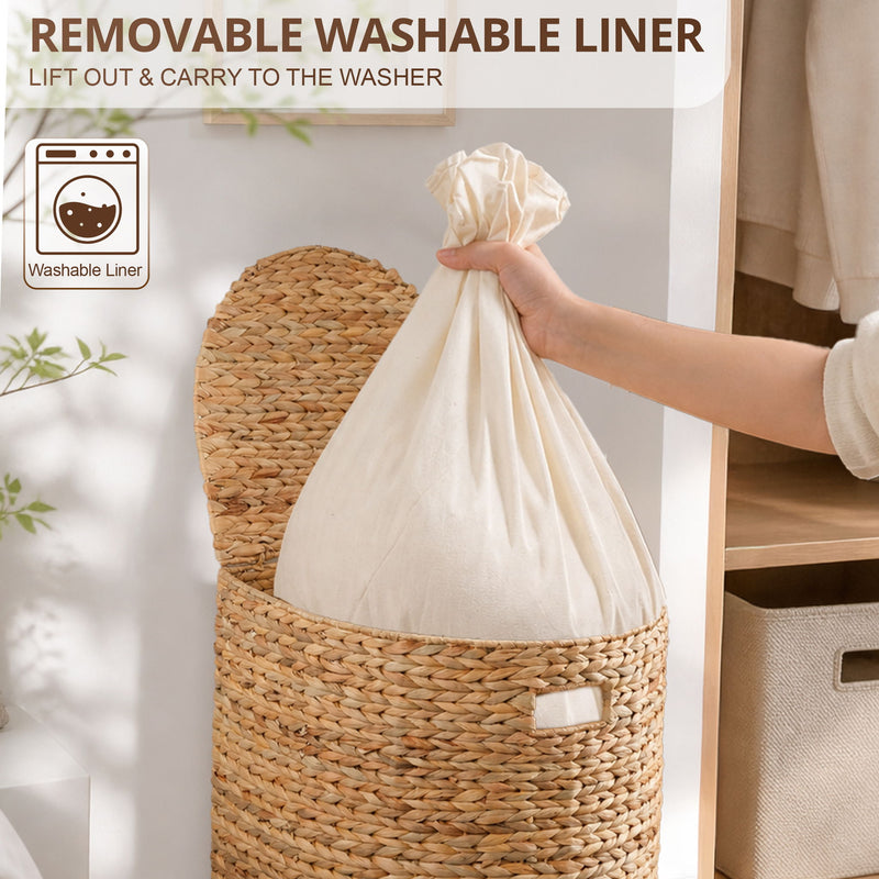Half Oval Laundry Hamper With Lid - Light Brown