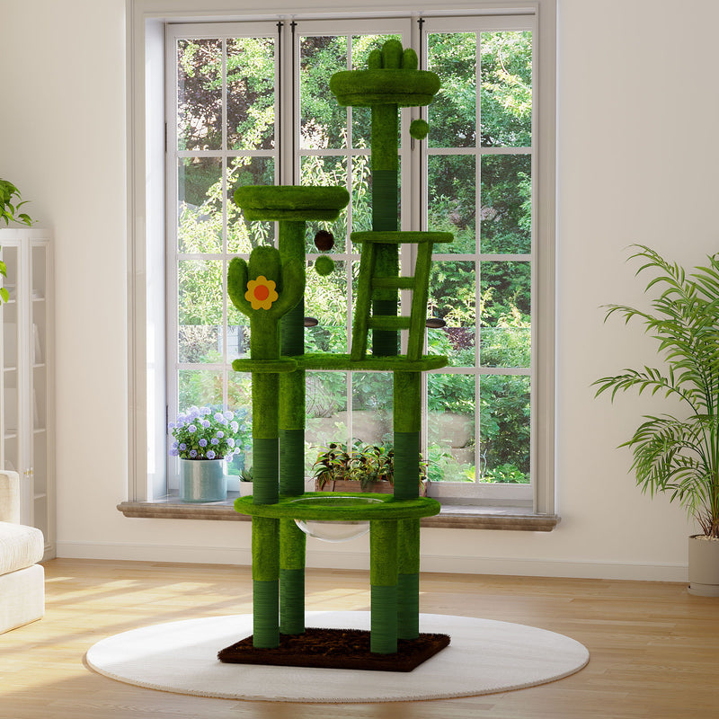 Cactus Cat Tree With Transparent Capsule