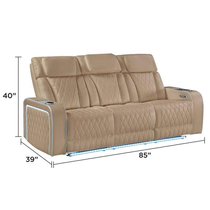 Electra - Power Reclining Sofa With Power Headrests, Drop Down Table, Reading Light, Massage, LED Lighting And USB Control