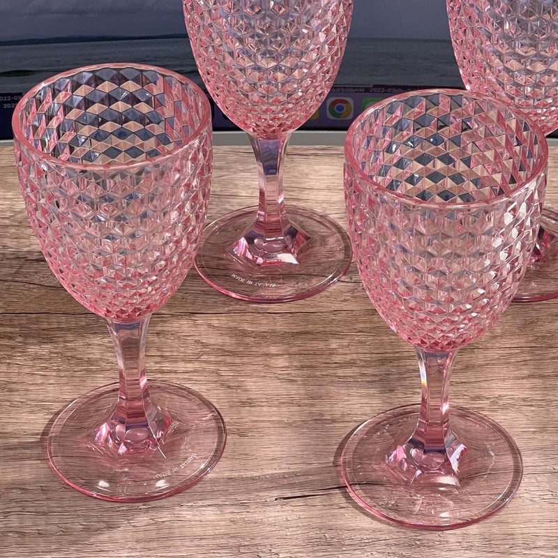 Diamond Cut Plastic Wine Glasses (Set of 4)