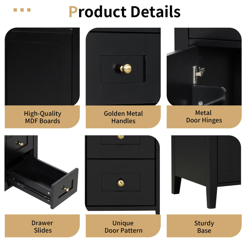 Bathroom Vanity With Sink, 3 Drawers And Adjustable Shelf