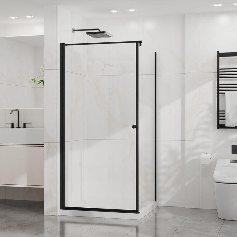 Goodyo - Frameless Corner Shower Door - Matte Black