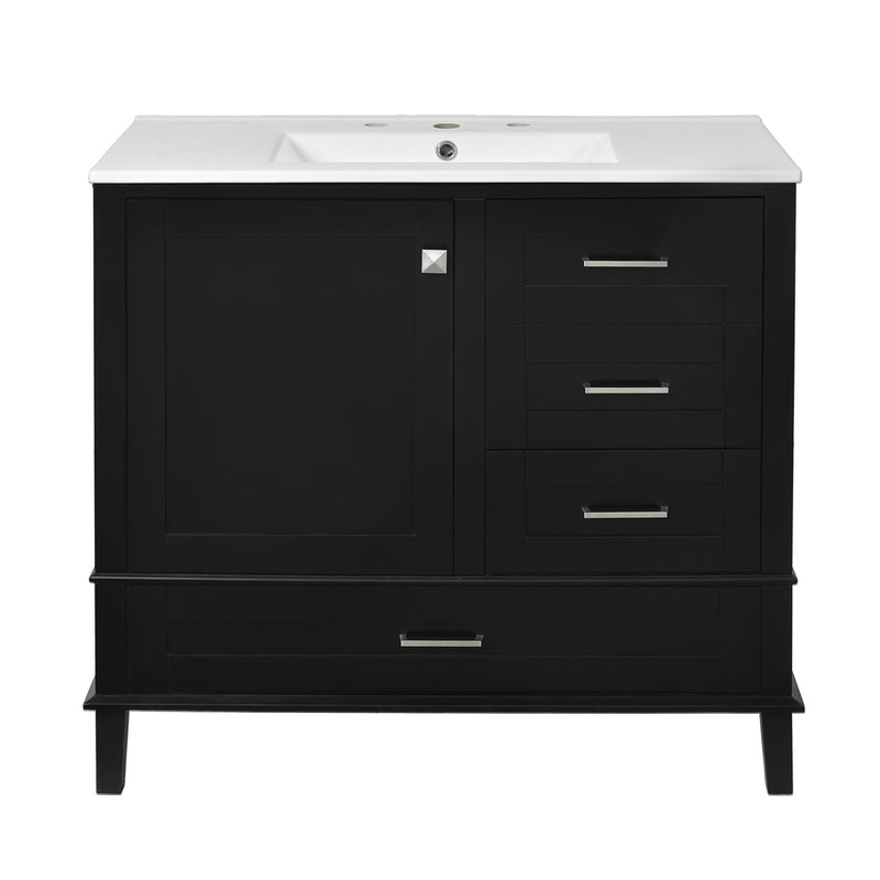 Bathroom Vanity, Modern Bathroom Cabinet With Sink Combo Set, Bathroom Storage Cabinet With A Soft Closing Door And 3 Drawers, Solid Wood Frame