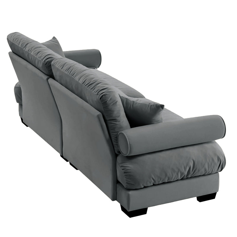Modern Oversize Sofa With Cloud Like Comfort, Featuring Waist And Throw Pillows