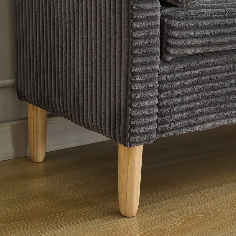 Upholstered Flip Top Storage Bench, Armrests & Backrest For Bedroom - Charcoal