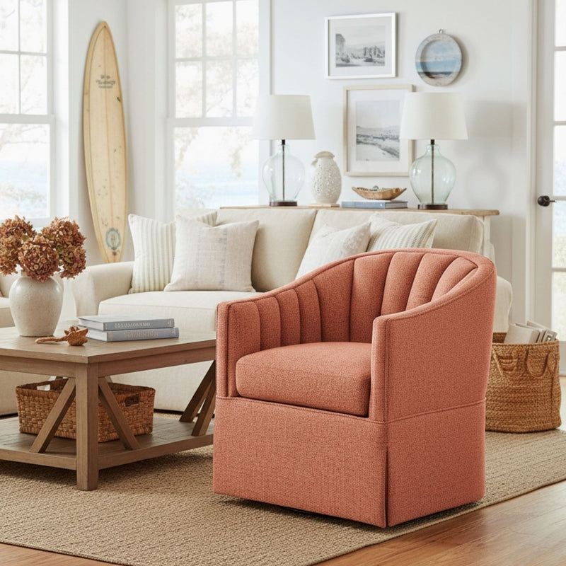 Solitude - Skirted Swivel Accent Chair With Hemp Like