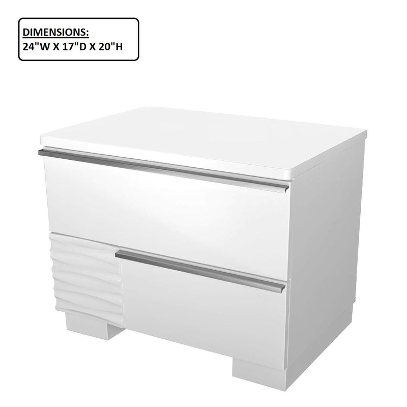 2 Drawer Nightstand, Bedside Table - White