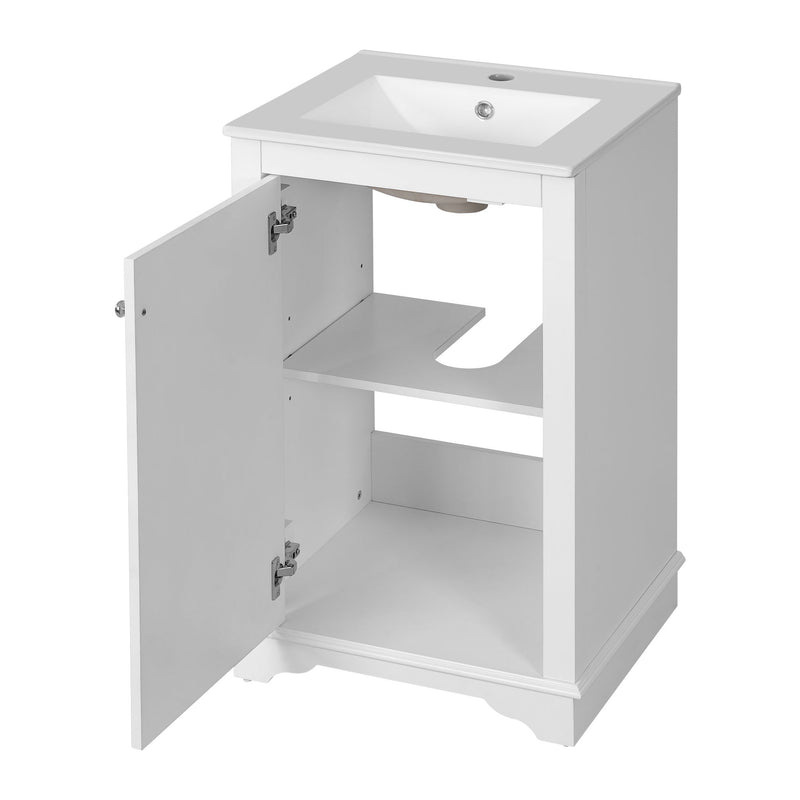 Bathroom Vanity With Sink, Freestanding Single Cabinet Set, Soft Close Door, Adjustable Shelf