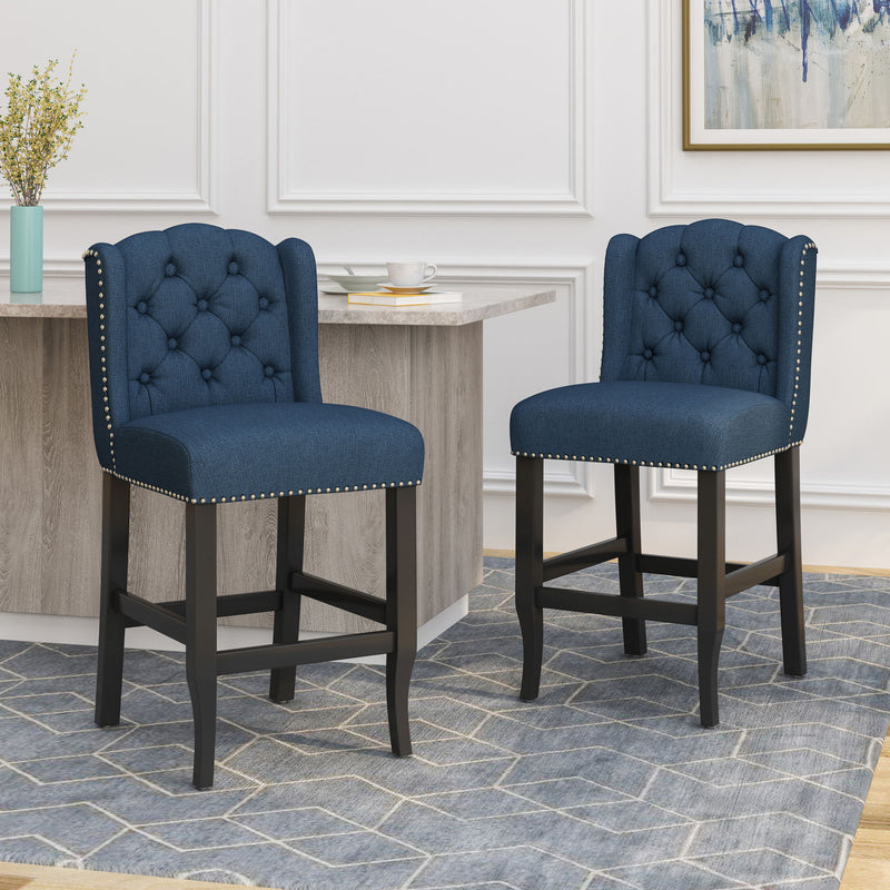 Vienna - Fabric Tufted Counter Stool With Nailhead Accents (Set of 2)