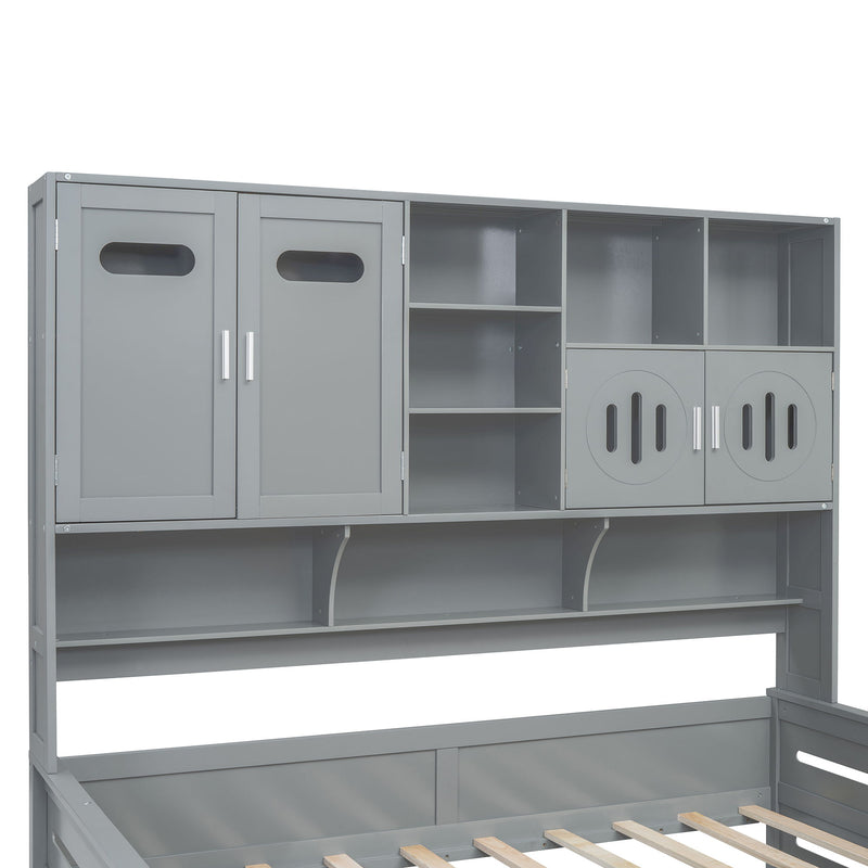 Daybed With All-In-One Cabinet And Shelf