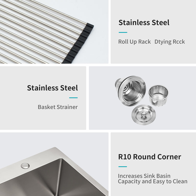 Stainless Steel Drop In Kitchen Sink, Topmount