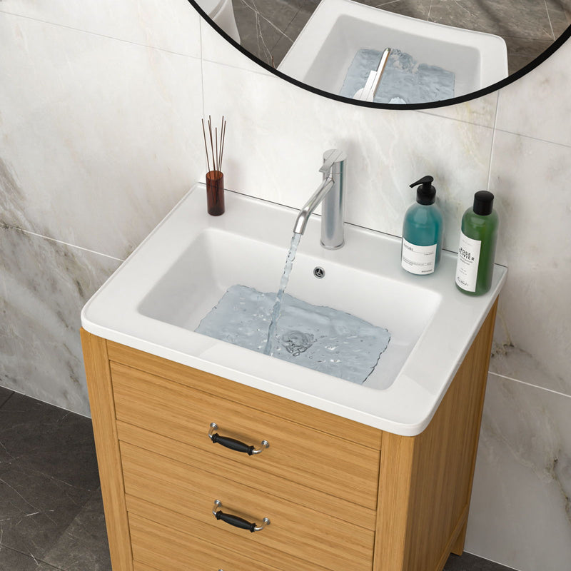 Rectangular Single Vanity Top With 1 Faucet Hole And Overflow, 28 X 19" - White