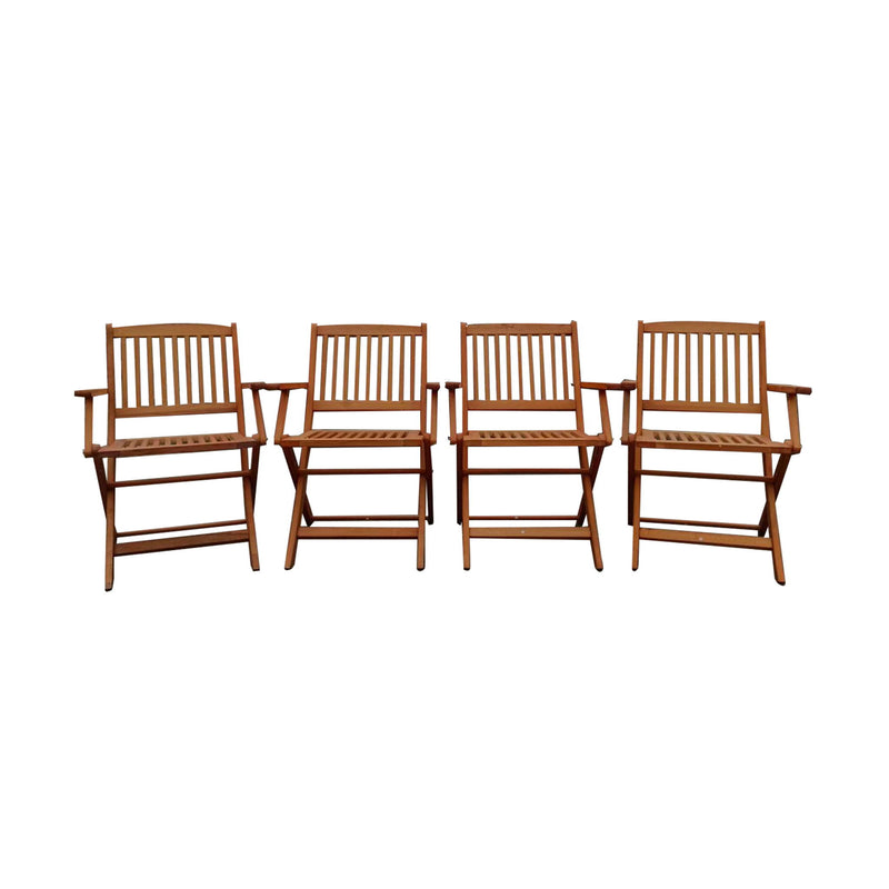 Foldable Patio Dining Set With 4 Folding Chairs For Indoor And Outdoor Use - Teak