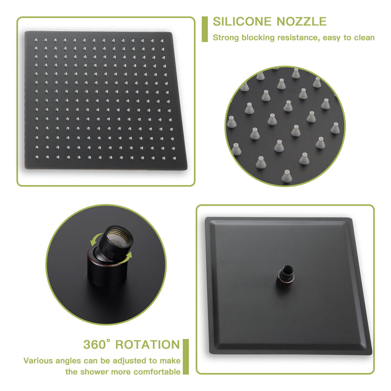 Dual Shower Head 16" Ceiling Mount Square Shower System With Rough In Valve