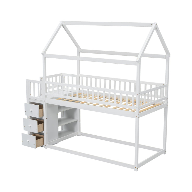 Bunk Bed With Shelves And Drawers, Storage Focused Design