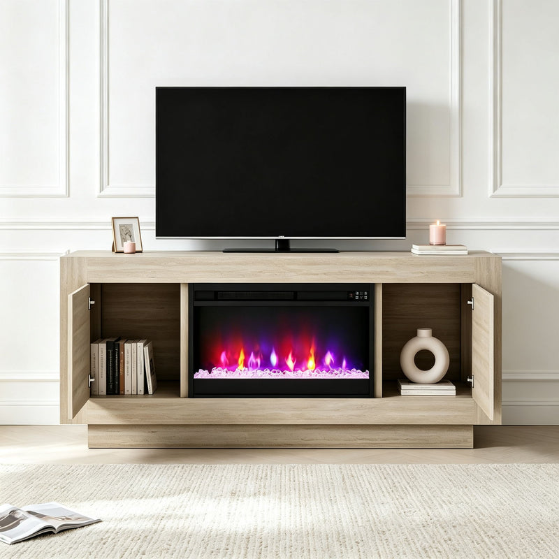 Fireplace TV Stand - Beige