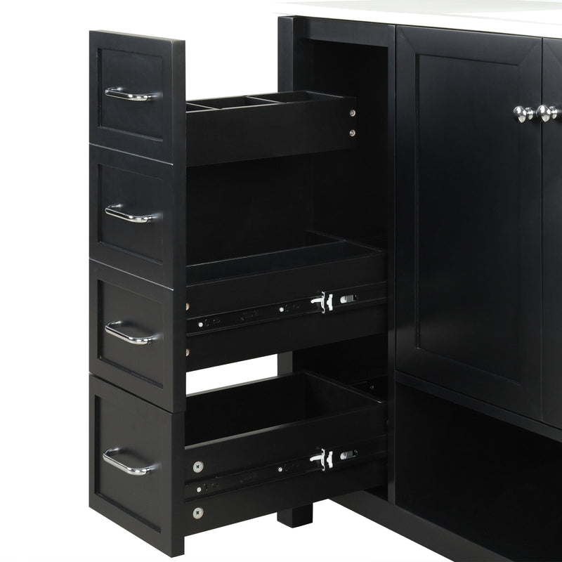 Bathroom Vanity With Sink Top, Bathroom Vanity Cabinet With 2 Doors And 2 Drawers, Open Shelf