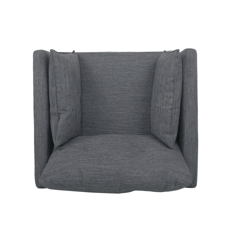 Enchantica - Upholstered Fabric Club Chair With Button Tufted And 2 Accent Pillows