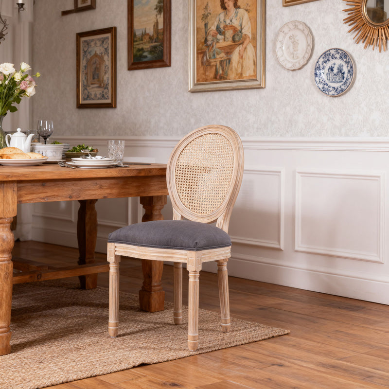 Dining Chairs, Upholstered With Round Back (Set of 2) - Gray